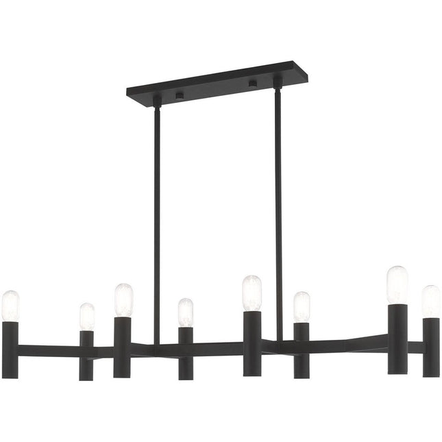 Black Eight Light Metal Dimmable Chandelier With Shades HomeRoots