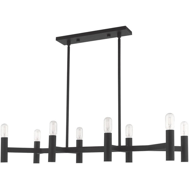 Black Eight Light Metal Dimmable Chandelier With Shades HomeRoots