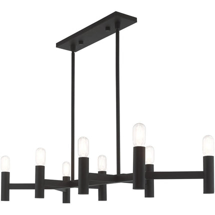 Black Eight Light Metal Dimmable Chandelier With Shades