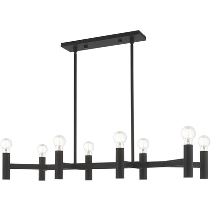 Black Eight Light Metal Dimmable Chandelier With Shades