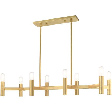 Brass Eight Light Metal Dimmable Chandelier With Shades