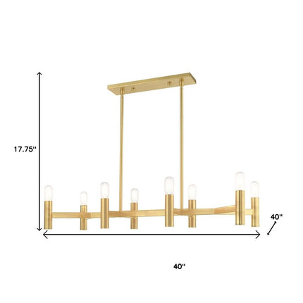 Brass Eight Light Metal Dimmable Chandelier With Shades