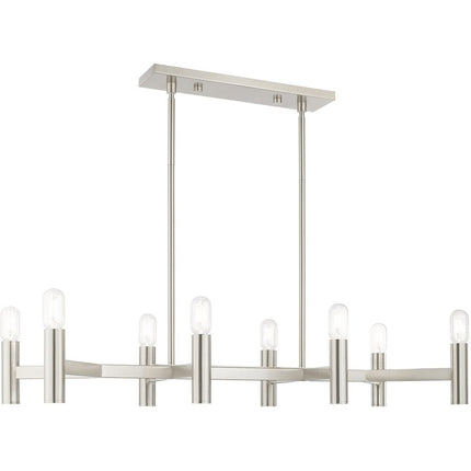 Nickel Eight Light Metal Dimmable Chandelier With Shades