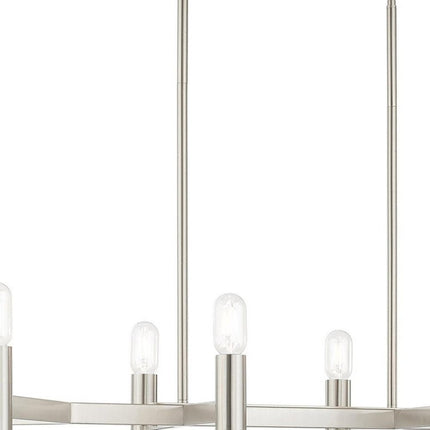 Nickel Eight Light Metal Dimmable Chandelier With Shades