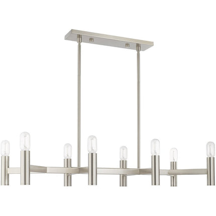 Nickel Eight Light Metal Dimmable Chandelier With Shades