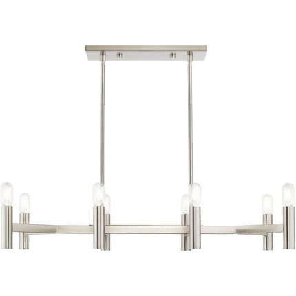 Nickel Eight Light Metal Dimmable Chandelier With Shades