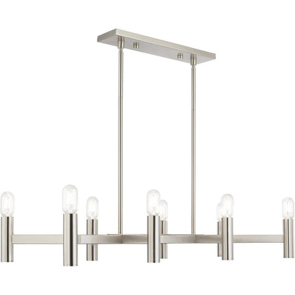 Nickel Eight Light Metal Dimmable Chandelier With Shades