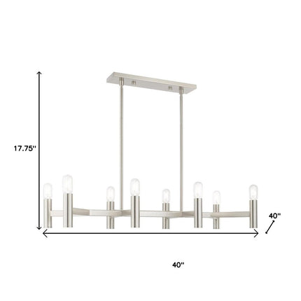 Nickel Eight Light Metal Dimmable Chandelier With Shades