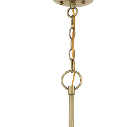 Antiqued Brass Five Light Metal Dimmable Chandelier With Shades