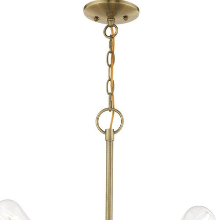 Antiqued Brass Five Light Metal Dimmable Chandelier With Shades