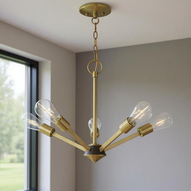 Five Light Dimmable Chandelier With Shades HomeRoots