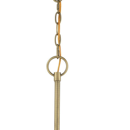 Antiqued Brass Five Light Metal Dimmable Chandelier With Shades