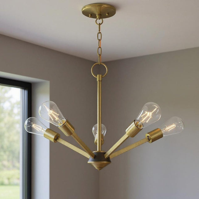 Five Light Dimmable Chandelier With Shades HomeRoots