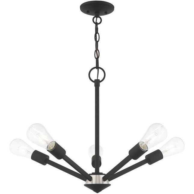 Five Light Dimmable Chandelier With Shades HomeRoots