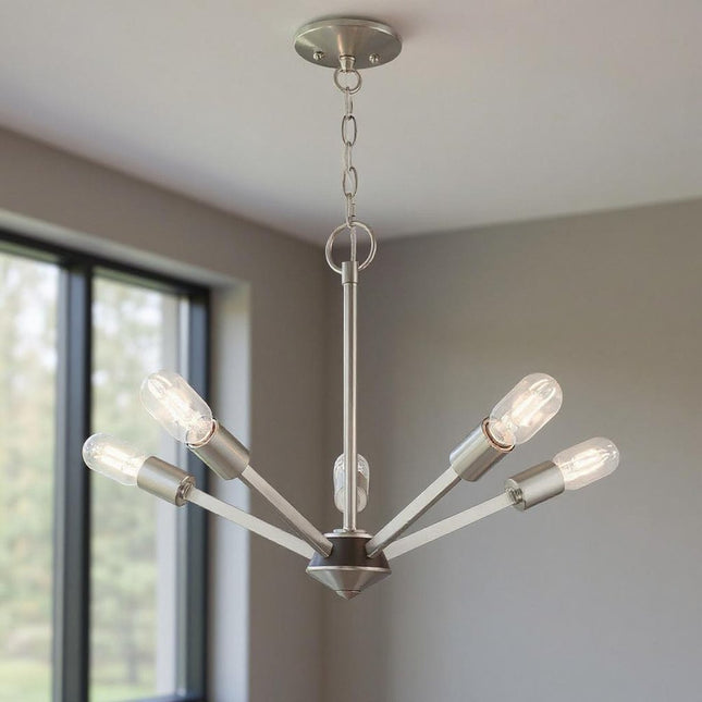 Five Light Dimmable Chandelier With Shades HomeRoots