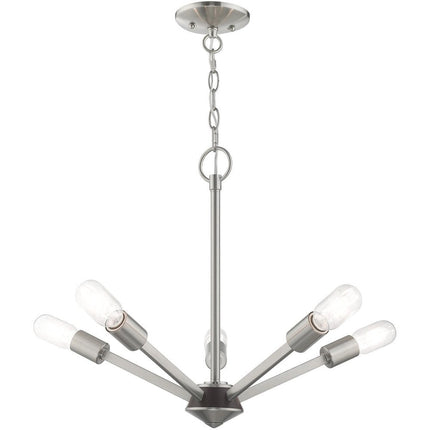 Five Light Dimmable Chandelier With Shades HomeRoots