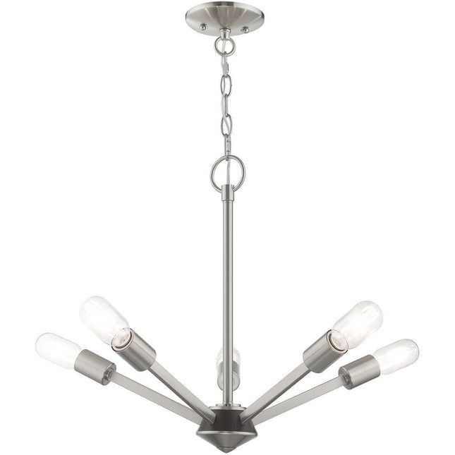 Five Light Dimmable Chandelier With Shades HomeRoots