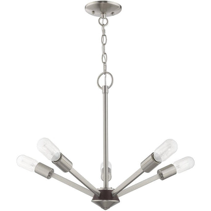 Five Light Dimmable Chandelier With Shades HomeRoots