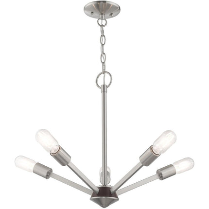Five Light Dimmable Chandelier With Shades HomeRoots