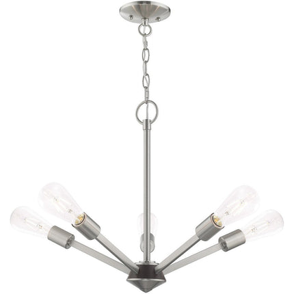 Five Light Dimmable Chandelier With Shades HomeRoots