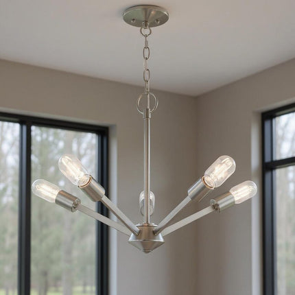Five Light Dimmable Chandelier With Shades HomeRoots