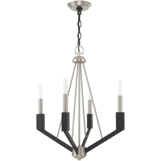 Nickel Four Light Metal Dimmable Chandelier With Shades HomeRoots