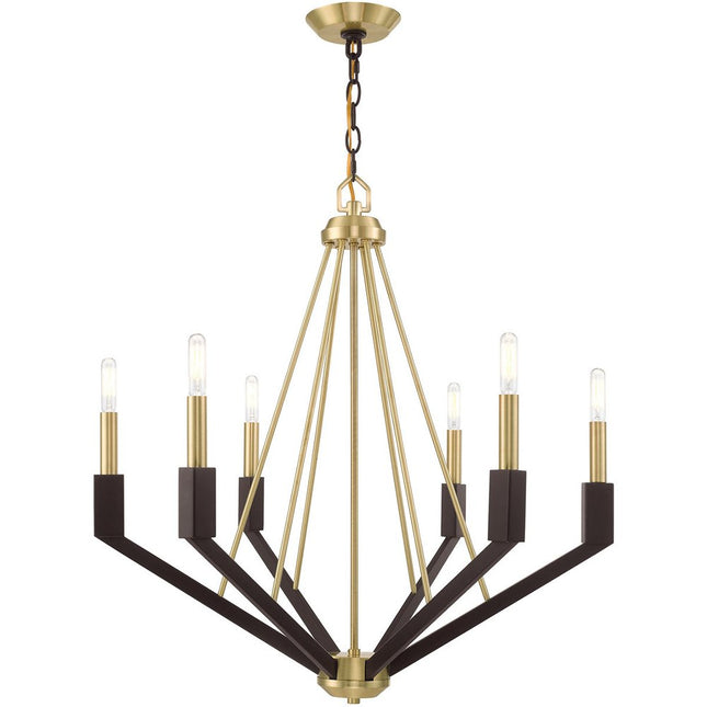 Bronze Six Light Metal Dimmable Chandelier With Shades HomeRoots