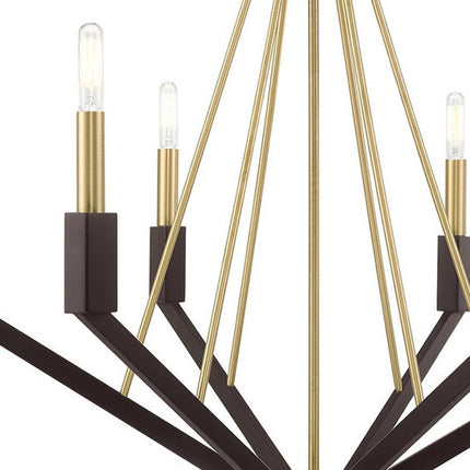 Bronze Six Light Metal Dimmable Chandelier With Shades