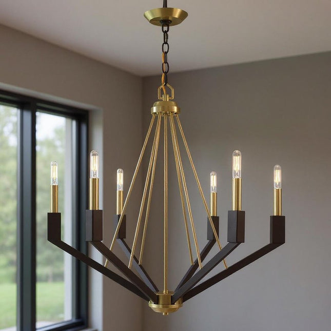 Six Light Dimmable Chandelier With Shades HomeRoots