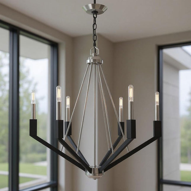 Six Light Dimmable Chandelier With Shades HomeRoots