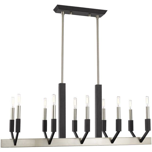 Nickel Ten Light Metal Dimmable Chandelier With Shades HomeRoots
