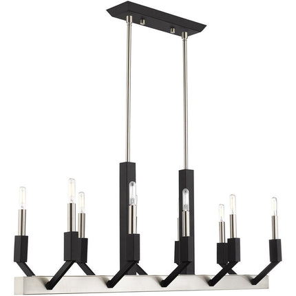Nickel Ten Light Metal Dimmable Chandelier With Shades