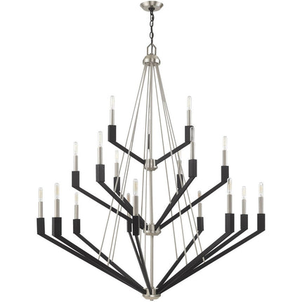 Nickel Multi Light Metal Dimmable Chandelier With Shades