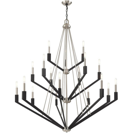 Nickel Multi Light Metal Dimmable Chandelier With Shades