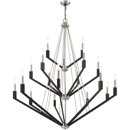 Nickel Multi Light Metal Dimmable Chandelier With Shades