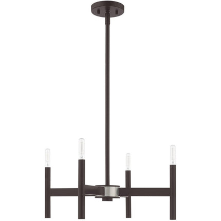 Bronze Four Light Dimmable Chandelier With Shades HomeRoots