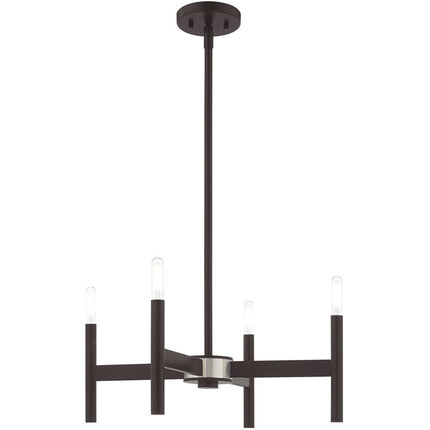Bronze Four Light Dimmable Chandelier With Shades HomeRoots