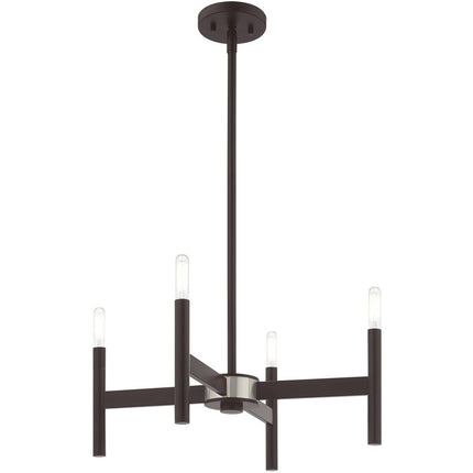 Bronze Four Light Dimmable Chandelier With Shades HomeRoots