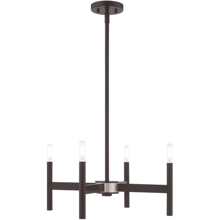 Bronze Four Light Dimmable Chandelier With Shades HomeRoots