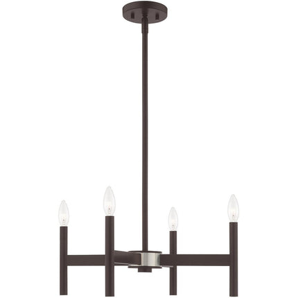 Bronze Four Light Dimmable Chandelier With Shades HomeRoots