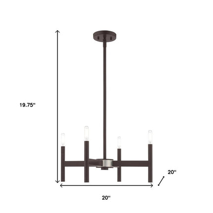 Bronze Four Light Dimmable Chandelier With Shades HomeRoots
