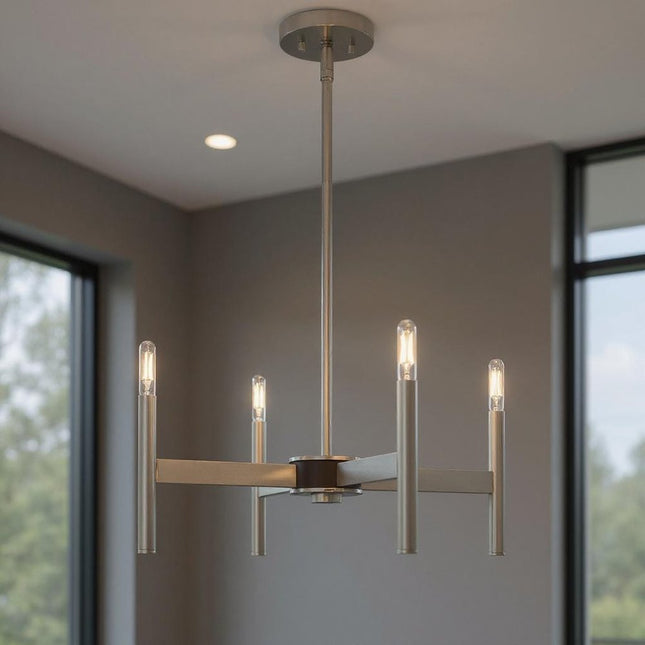 Four Light Dimmable Chandelier With Shades HomeRoots