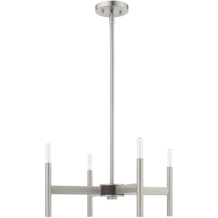 Nickel Four Light Metal Dimmable Chandelier With Shades