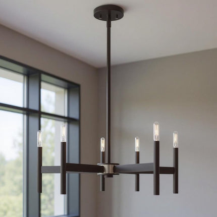 Bronze Five Light Dimmable Chandelier With Shades HomeRoots