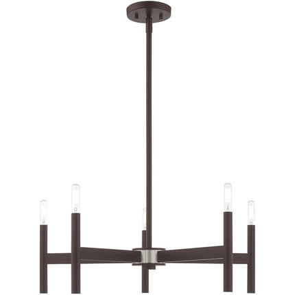 Bronze Five Light Dimmable Chandelier With Shades HomeRoots