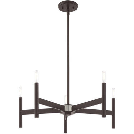Bronze Five Light Dimmable Chandelier With Shades HomeRoots