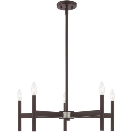 Bronze Five Light Dimmable Chandelier With Shades HomeRoots