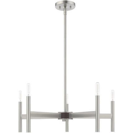 Five Light Dimmable Chandelier With Shades HomeRoots