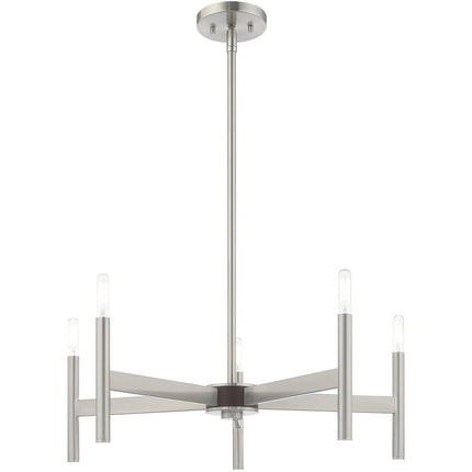 Five Light Dimmable Chandelier With Shades HomeRoots