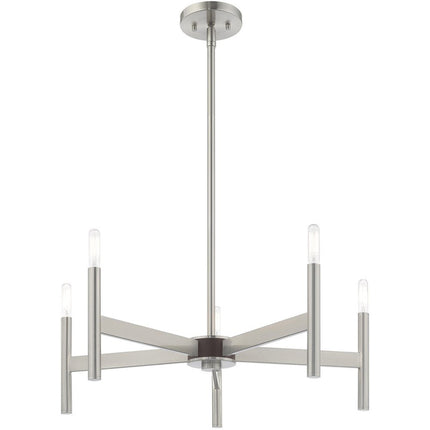 Five Light Dimmable Chandelier With Shades HomeRoots